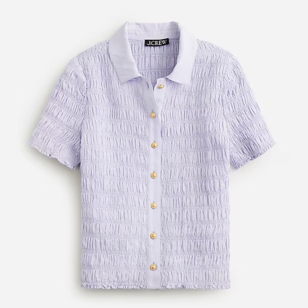 JCrew Smocked Button Up Shirt | Size L | NWT